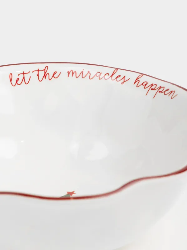 Salad bowl, 21x8 cm, 1 l, ceramic, Christmas tree with bows, Christmas tree, image-4