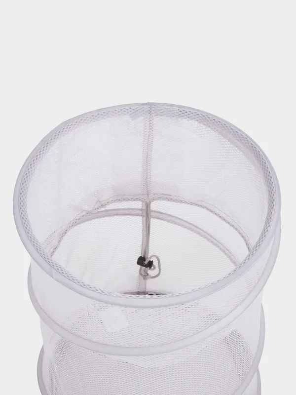 Laundry basket, 46x34 cm, folding, polyester / steel, round, grey-beige, Safety, image-2