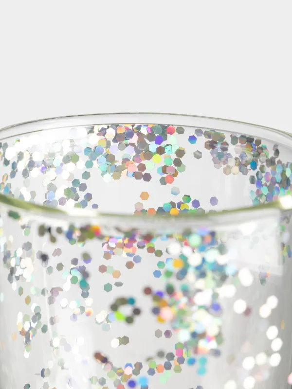 Mug, 290 ml, 2 pcs, glass B, with silver glitter, Air sparkly, image-2