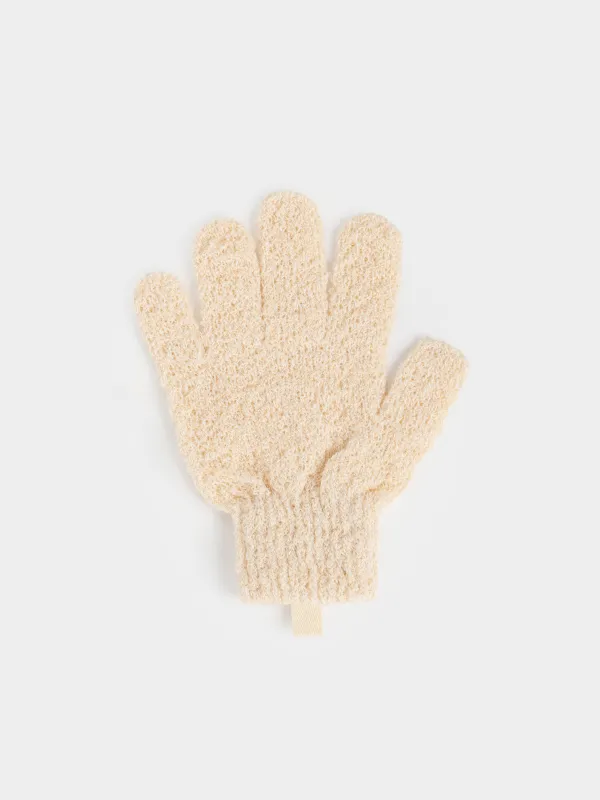 Body wash glove, 21 cm, 2 pcs, exfoliating, polyester/nylon, beige, Unique spa, image-1