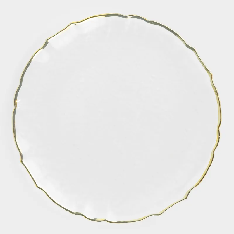 Charger plate, 33 cm, glass, with golden edging, Nautilus gold