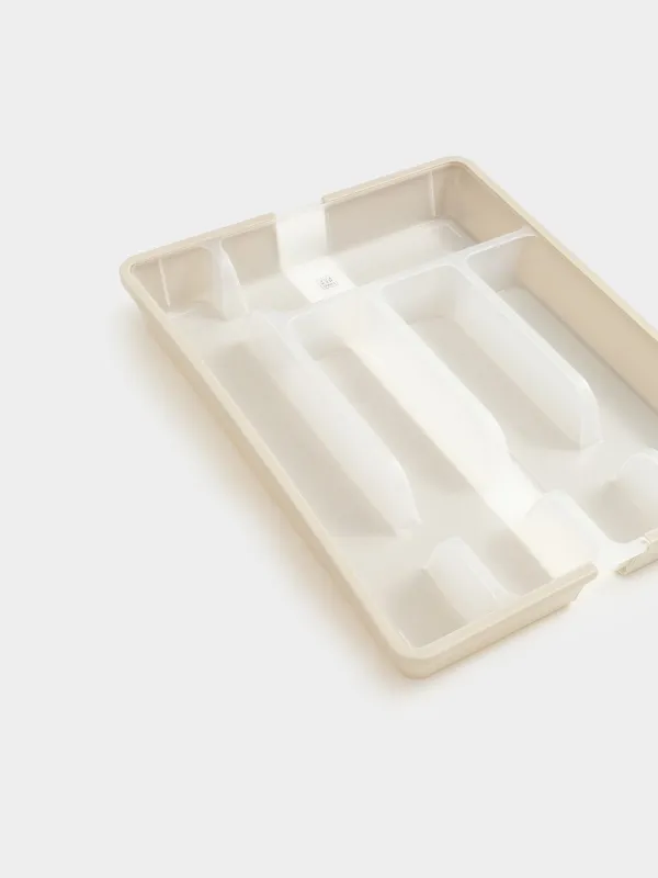 Cutlery tray, 37x27 cm, 7 units, sliding, plastic, white-gray, Keeping, image-3