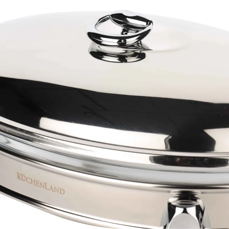 Heated dish, 42x25 cm, glass T / steel, oval, Acero, image-4