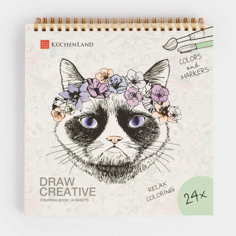 Coloring book, 21x21 cm, 24 sheets, on rings, Romance, Draw