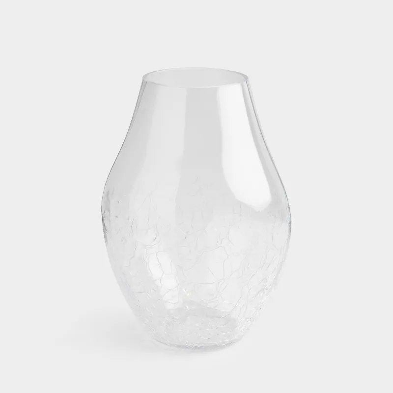 Flower vase, 25 cm, glass, Craquelure, Ice