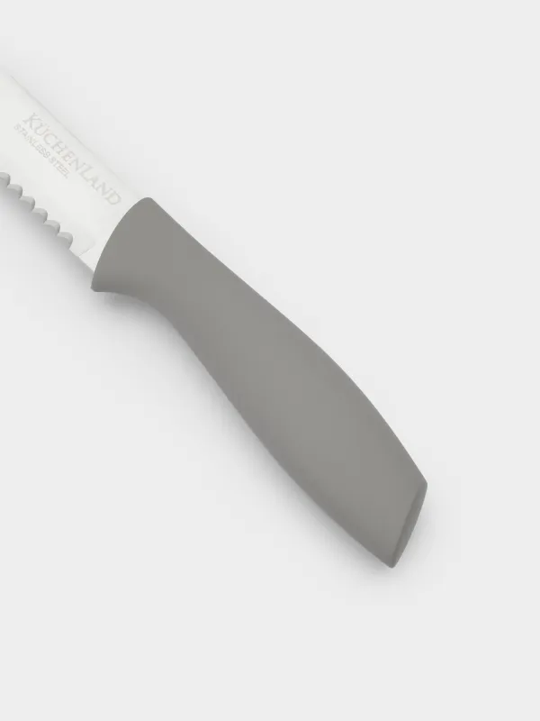 Knife set, 5 pr, in stand, steel / plastic, grey, Grey steel, image-4