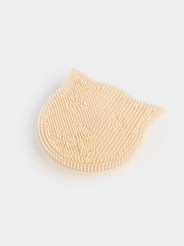 Facial cleansing brush, 6 cm, Massage, Suction cup, Silicone, beige, Cat, Manny, image-1