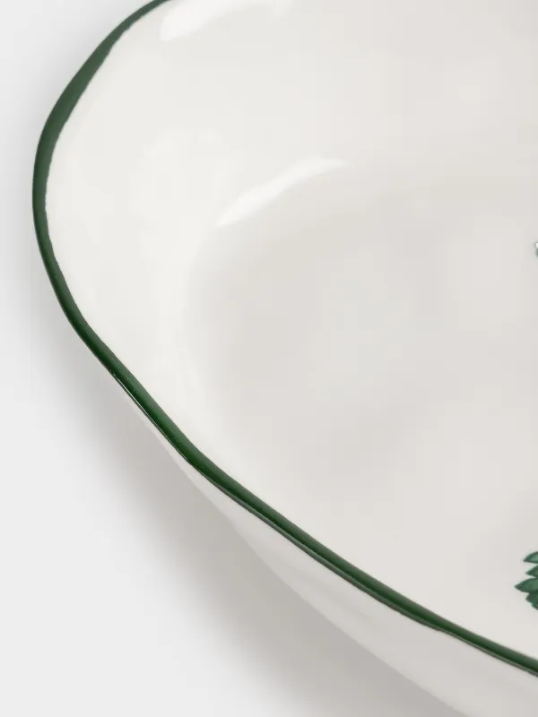 Dish, 28x17x5 cm, with sides, ceramic, oval, Horse with Christmas tree, Christmas green, image-6