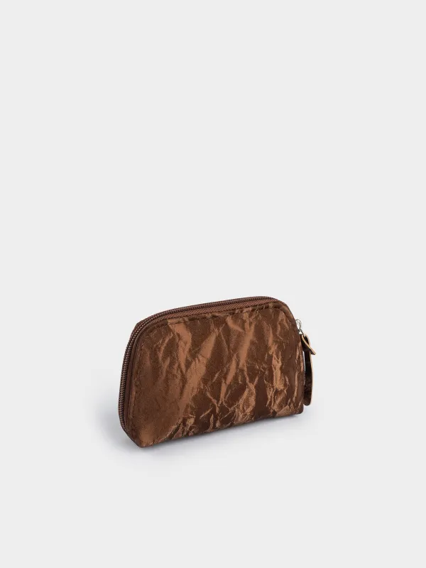 Cosmetic bag, 15x9 cm, polyurethane, brown, Krush, image-4