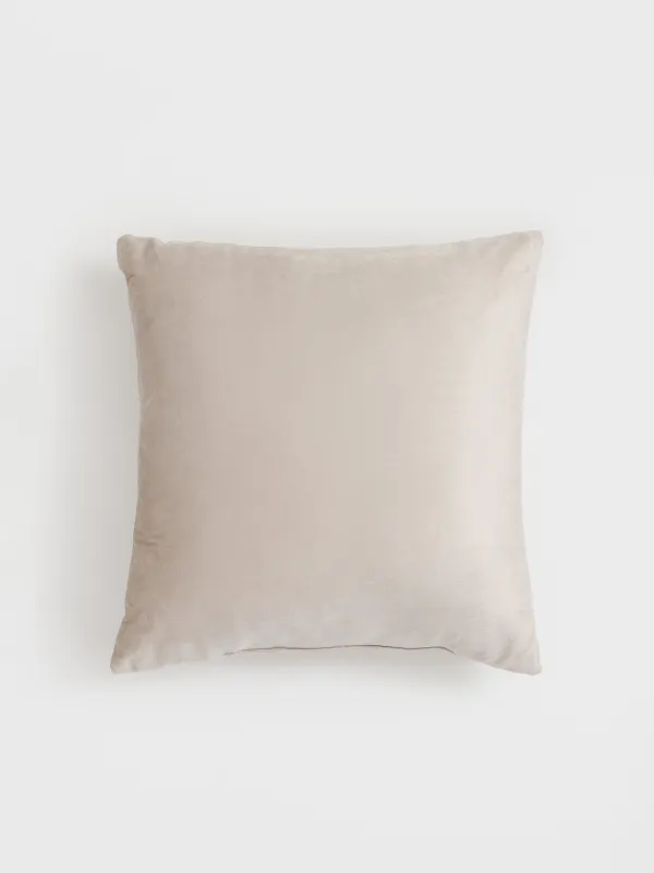 Decorative pillow, 45x45 cm, velvet, beige, Flowers, Velvet, image-1