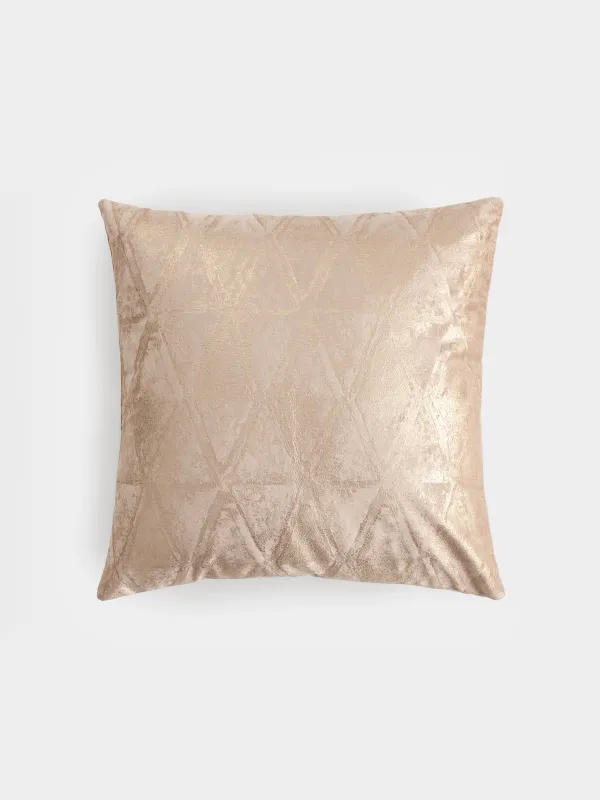 Decorative pillow, 45x45 cm, velvet, grey, Golden patterns, Abstract, image-0