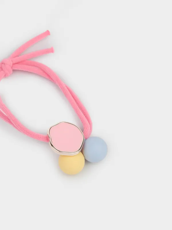 Hair tie, 5 cm, for children, plastic / polyester, colored, Gracile, image-1