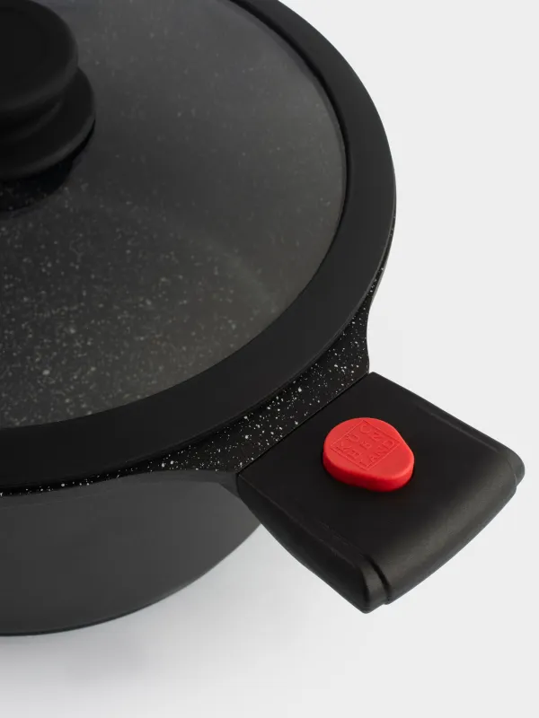 Pot, 24 cm, 4.5 l, with lid, removable handles, coated, aluminum, Solution Red 2, image-3