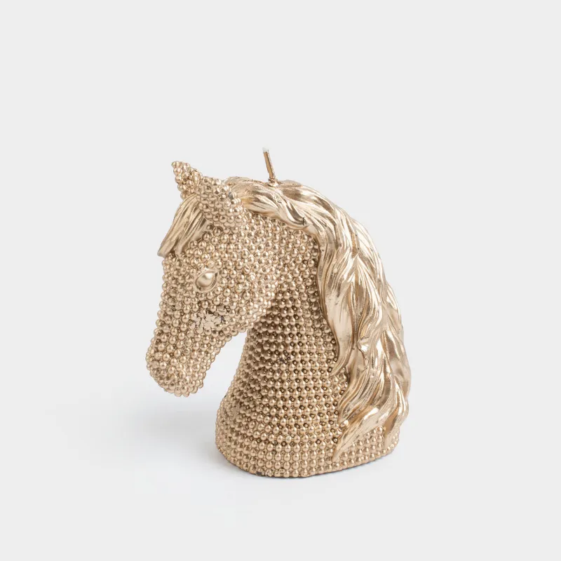 Candle, 11x12 cm, golden, Horse, Horse gold