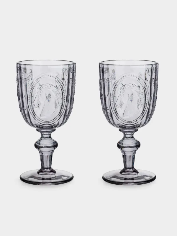 Goblet glass, 280 ml, 2 pcs, glass, Horse, Clear pattern, image-0
