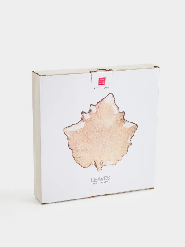 Dish, 25x24x4cm, glass, brown, Maple leaf, Leaves, image-4