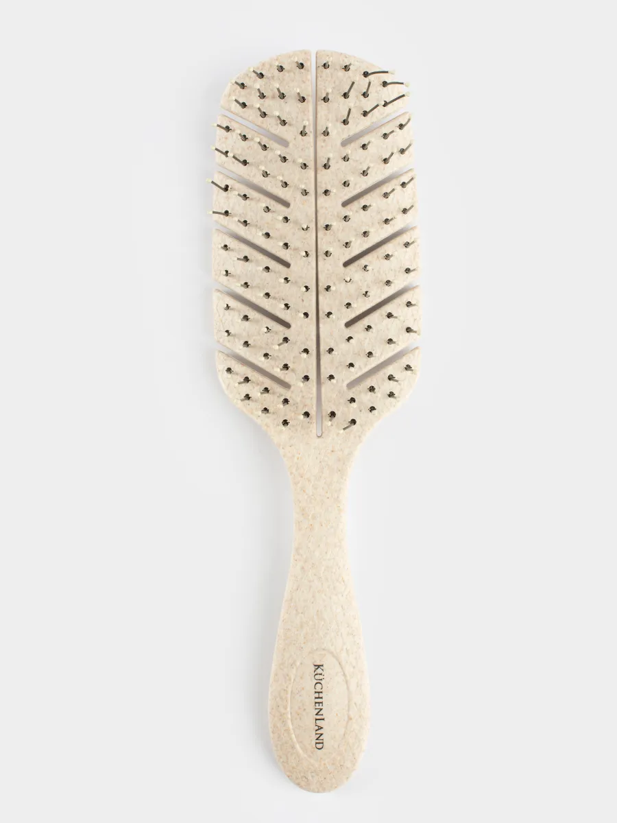 Hair massage comb, 23 cm, vegetable fiber / plastic, beige, Demo, image-0