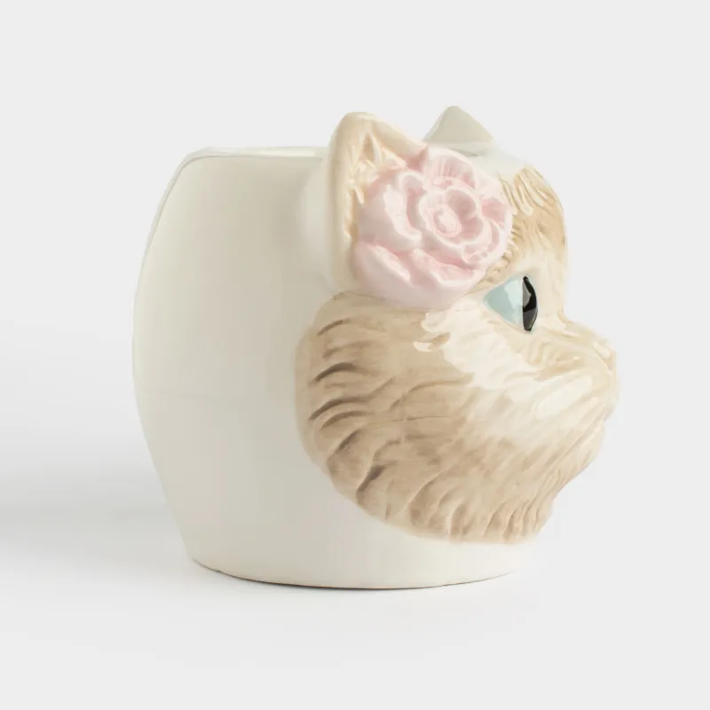 Mug, 480 ml, ceramic, milky beige, Cat, Cat, image-3