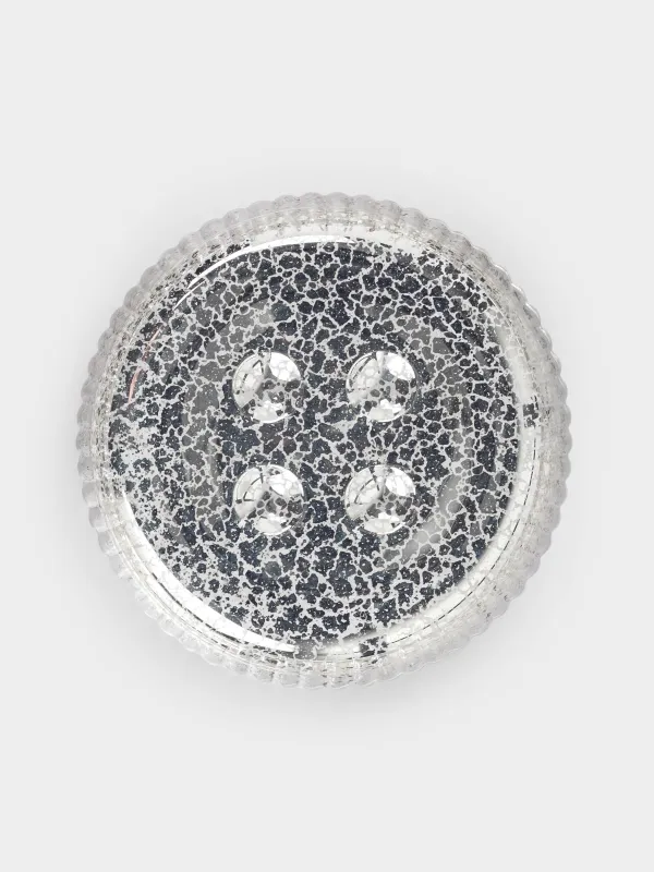 Soap dish, 11 cm, glass, round, golden, Patina rib, image-4