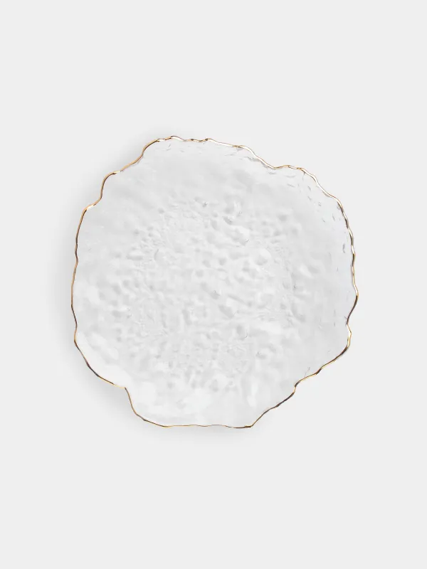 Dish, 30 cm, glass, with golden edging, Nautilus gold, image-0