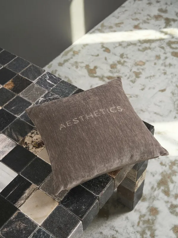 Decorative pillow, 45x45 cm, chenille/velvet, dark grey, Aesthetics, Chenille, image-5