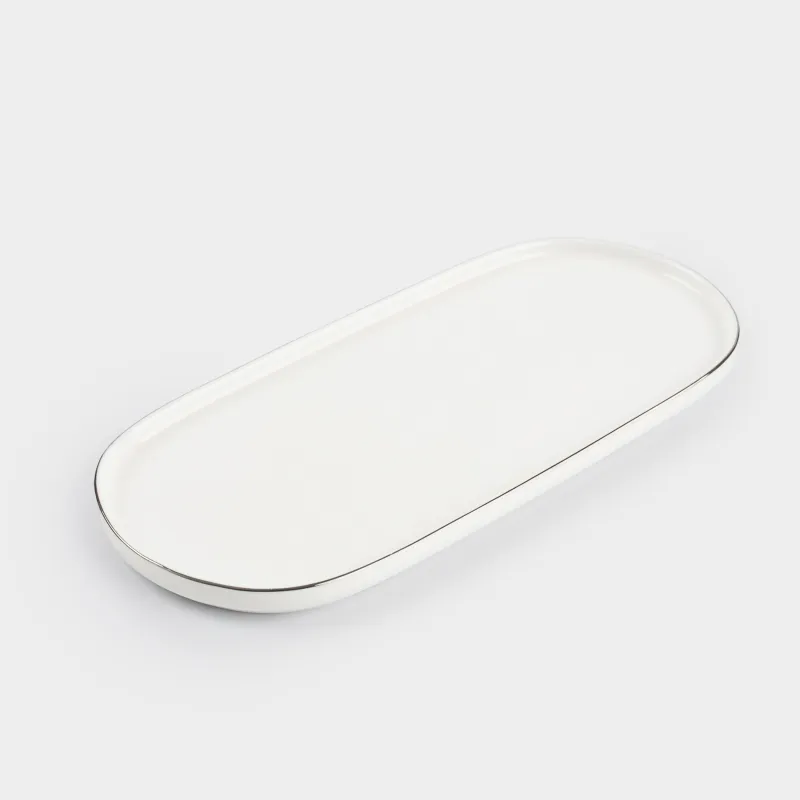Dish, 25x11 cm, porcelain F, oval, white, Ideal silver