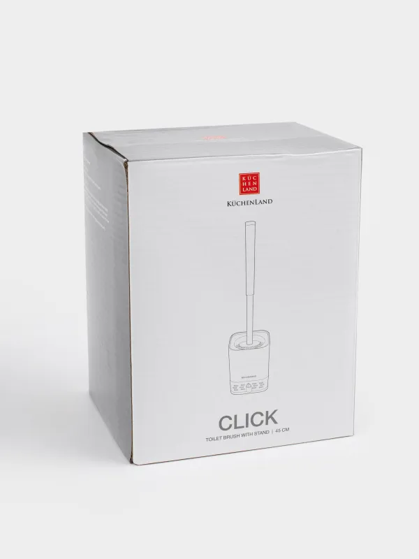 Toilet brush, 45 cm, with stand/drain container, rubber / plastic, grey-white, Click, image-6