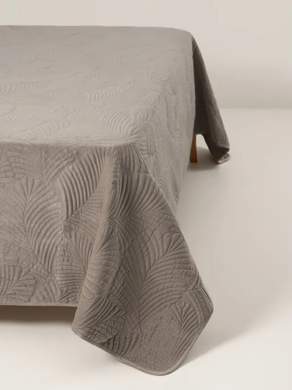 Bedspread, 240x260 cm, quilted, polyester, brown, Palm leaf, Stitch velvet, image-5