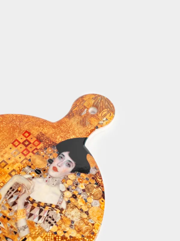 Coaster, 23x18 cm, with handle, ceramic / cork, Gold Adele, Klimt, Art Adele, image-1