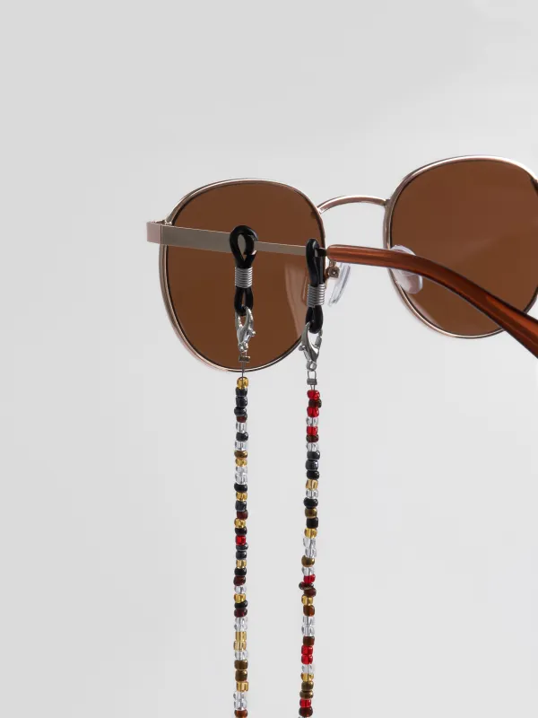 Eyeglass chain, 71 cm, beads / metal, color, Boho, Pearl color, image-2