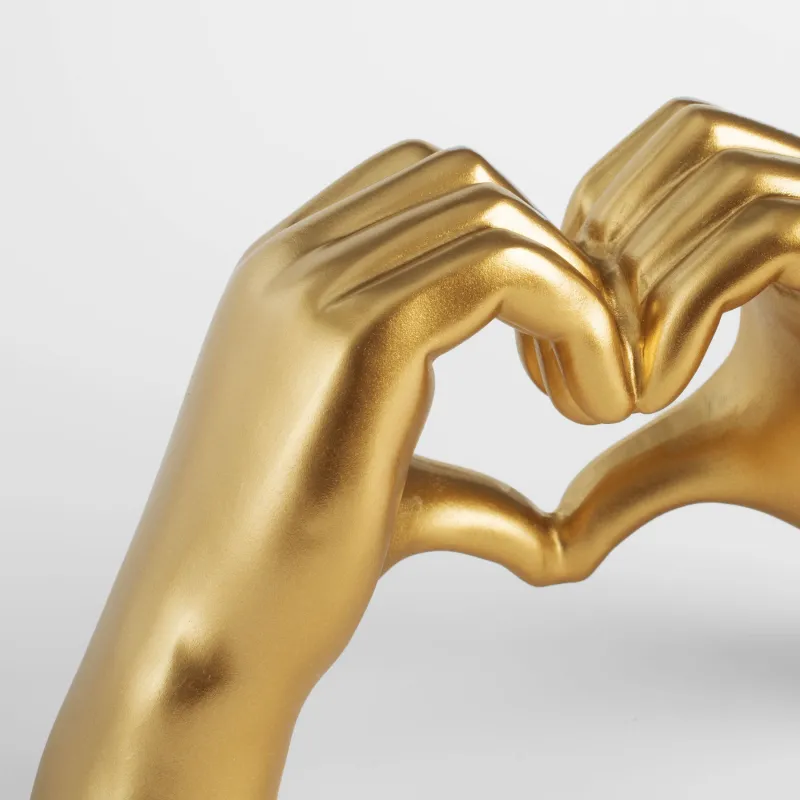 Figurine, 24 cm, polyresin, golden, Heart gesture, Hand, image-3