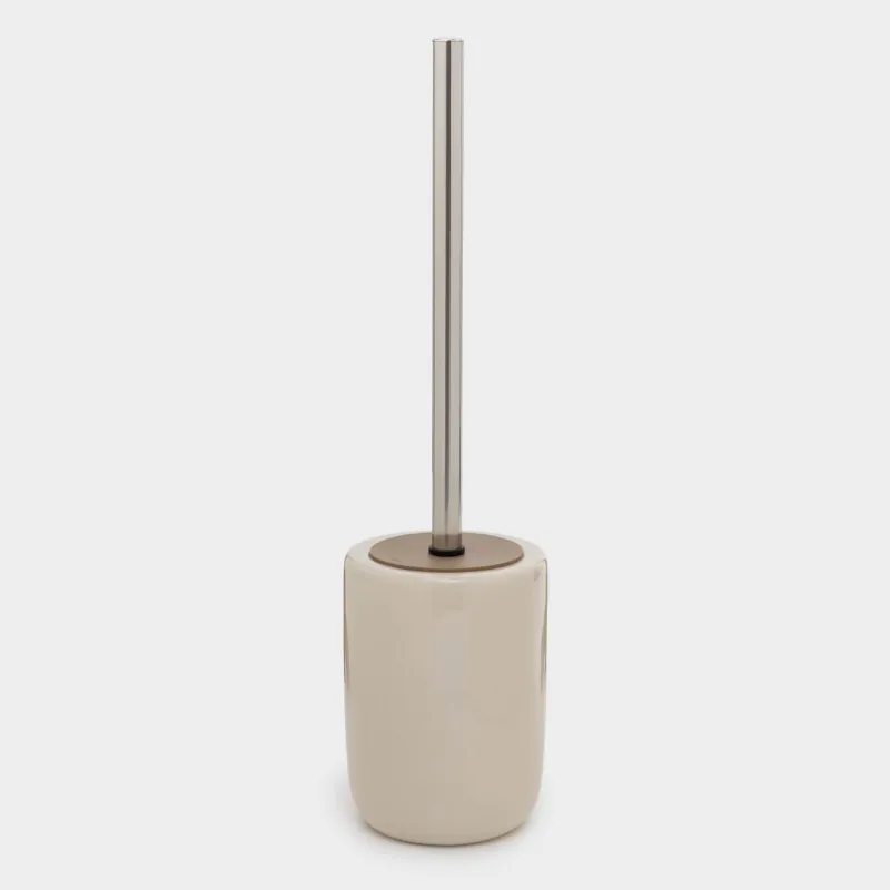 Toilet brush, 39 cm, with stand, ceramic / plastic, beige, Nira