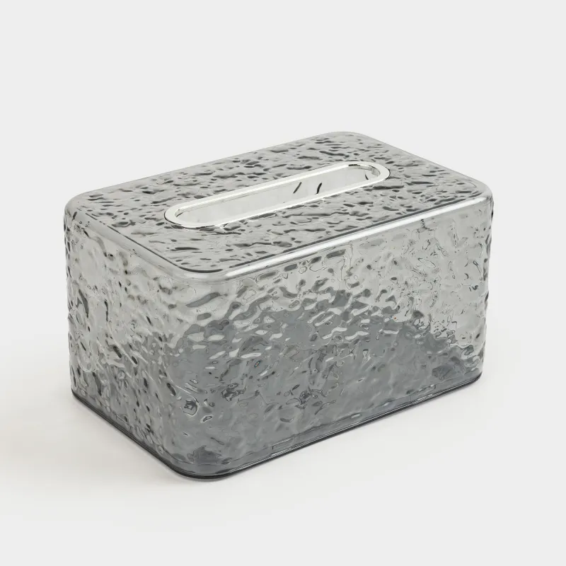 Paper napkin box, 19x12 cm, with sitemsing, plastic / metal, grey, Renaissance clear, image-1