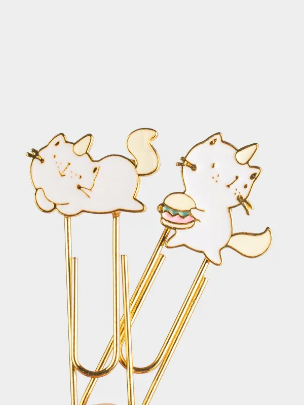 Stationery paper clip, 7 cm, 2 pcs, metal, Pink / blue, Unicorn Cat, Cat-unicorn, image-2