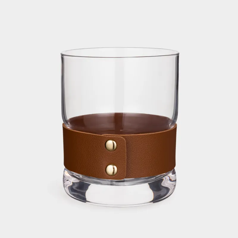 Drinking glass, 10 cm, 390 ml, 2 pcs, glass / PU leather, Clear devo, image-2