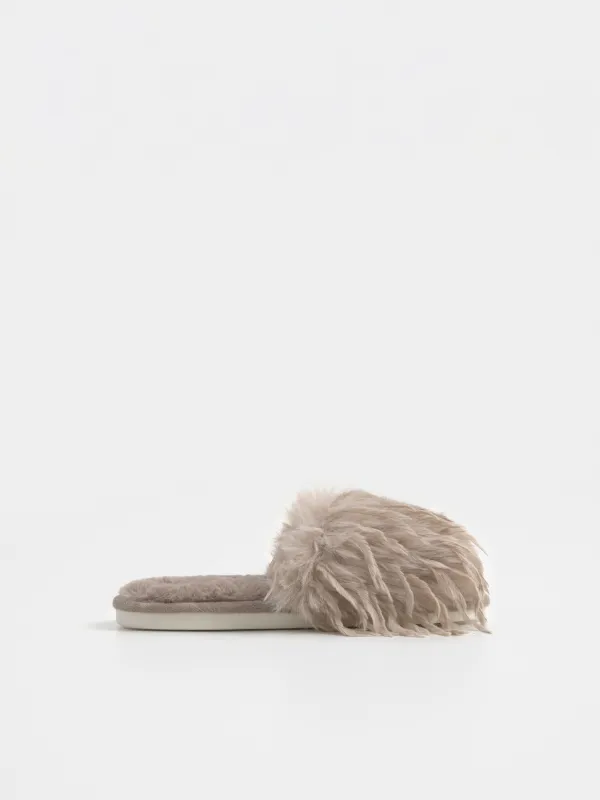 Women's slippers, homewear, size 36-37, faux fur, brown, Downy, image-0