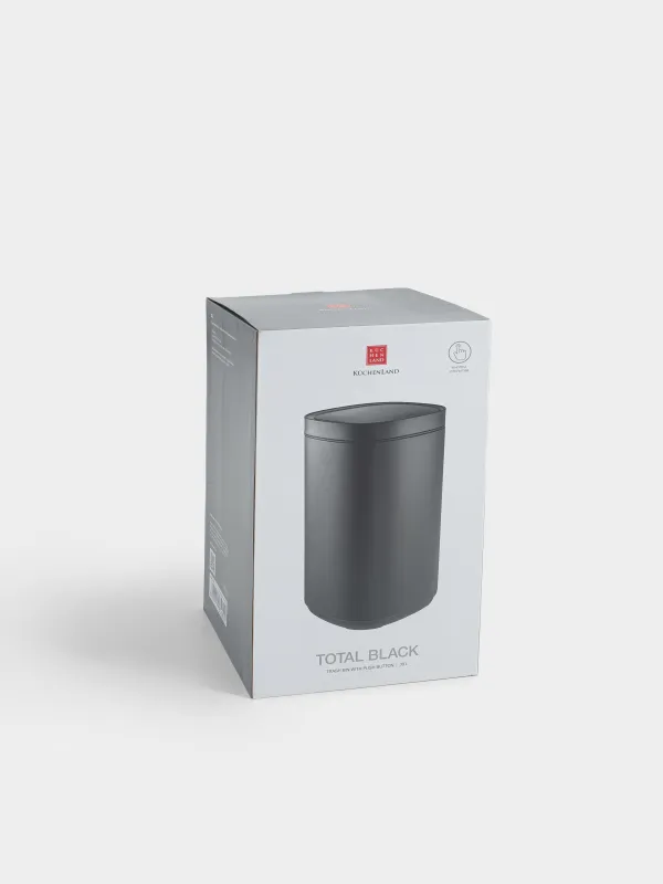 Trash can, 30 l, with lid opening button, metal / plastic, black, Total white, image-5