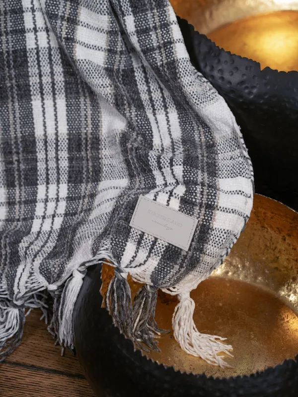 Plaid, 130x170 cm, fringed, chenille, white-brown, Plaid, Hazel, image-2