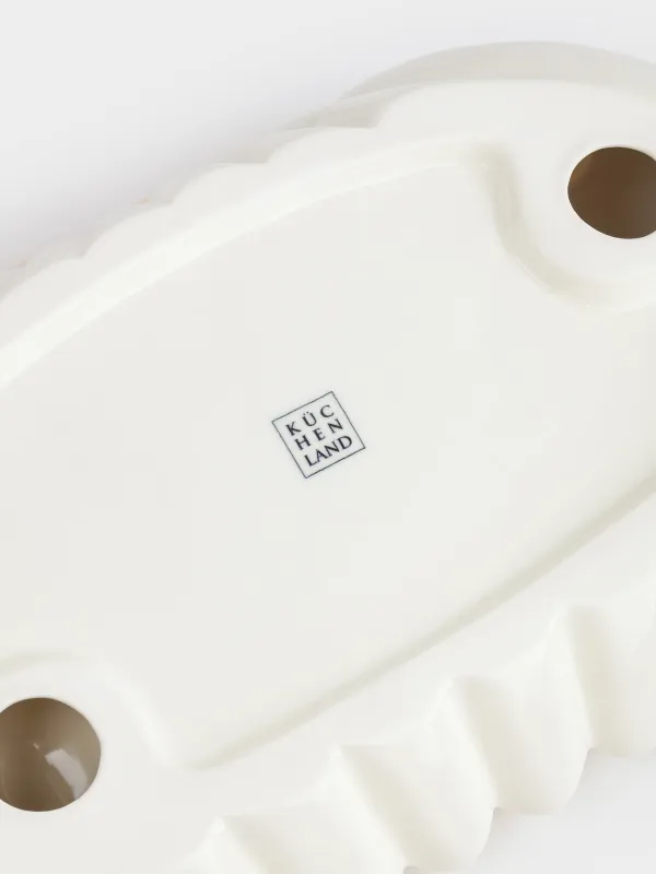 Fruit bowl, 26x16 cm, decorative, porcelain P, milky golden, Bananas, Tropical, image-5