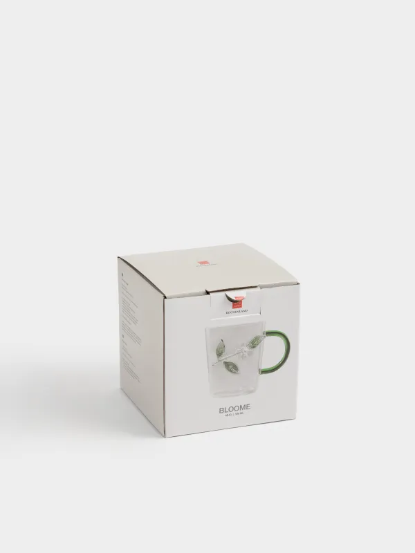 Mug, 380 ml, glass B, Green handle, Flowers, Bloome, image-3