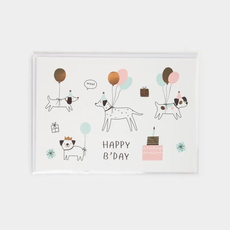 Gift envelope, 12x17 cm, paper, white, Dogs with balloons, Birthday, image-6