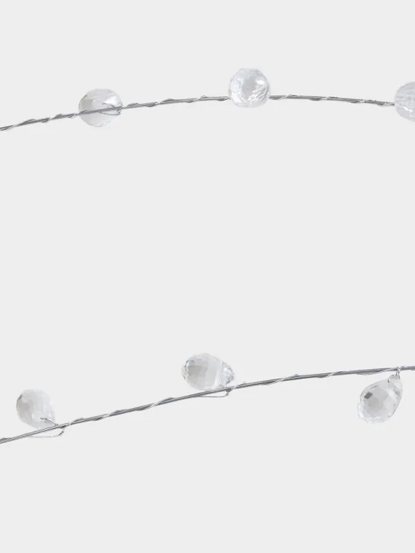 Decorative branch, 80 cm, acrylic / metal, Silver branch with crystals, Crystal decor, image-2