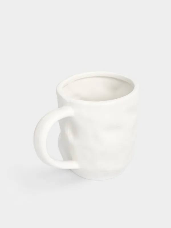 Mug, 370 ml, porcelain P, milky golden, Crumpled effect, Crumple, image-1