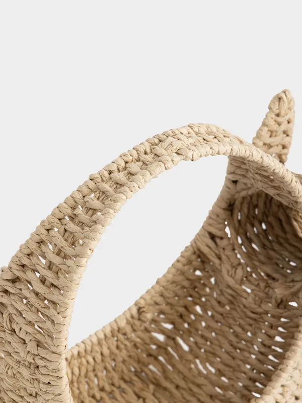 Storage basket, 26x14x26 cm, wicker, with handles, cellulose, Rectangular, Braided, image-2