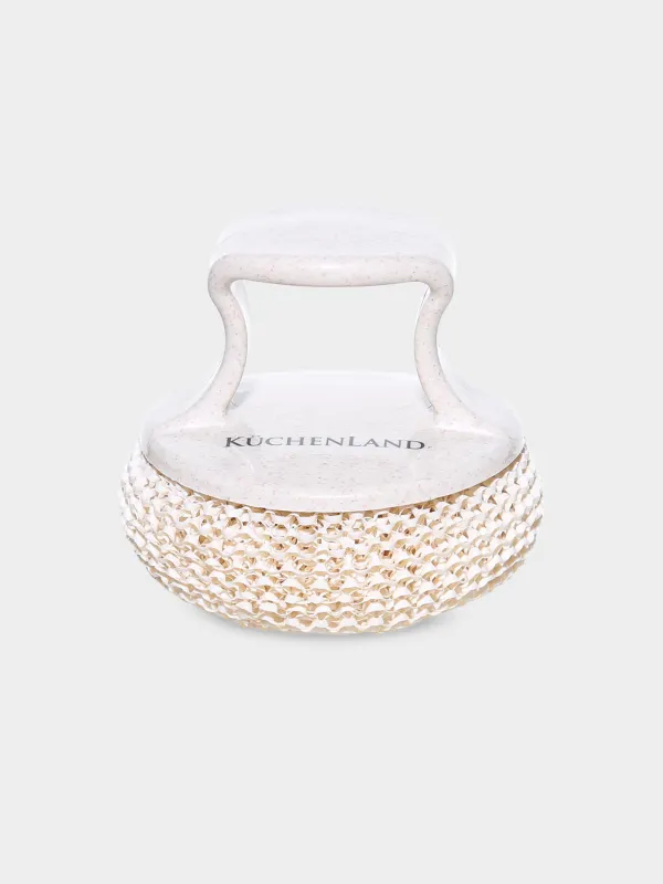 Cleaning sponge, 8 cm, with short holder, vegetable fiber / plastic, beige, Clean, image-0