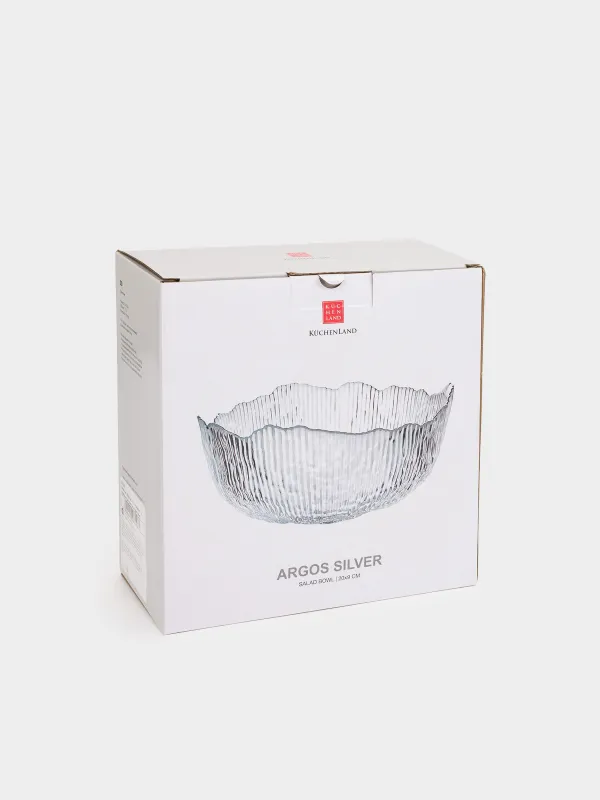 Salad bowl, 20x9 cm, 1,3 l, glass R, with silver edging, Argos silver, image-4