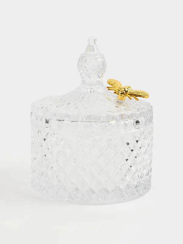 Storage container, 13x11 cm, 320 ml, steclo R / metal, Bee, Honey