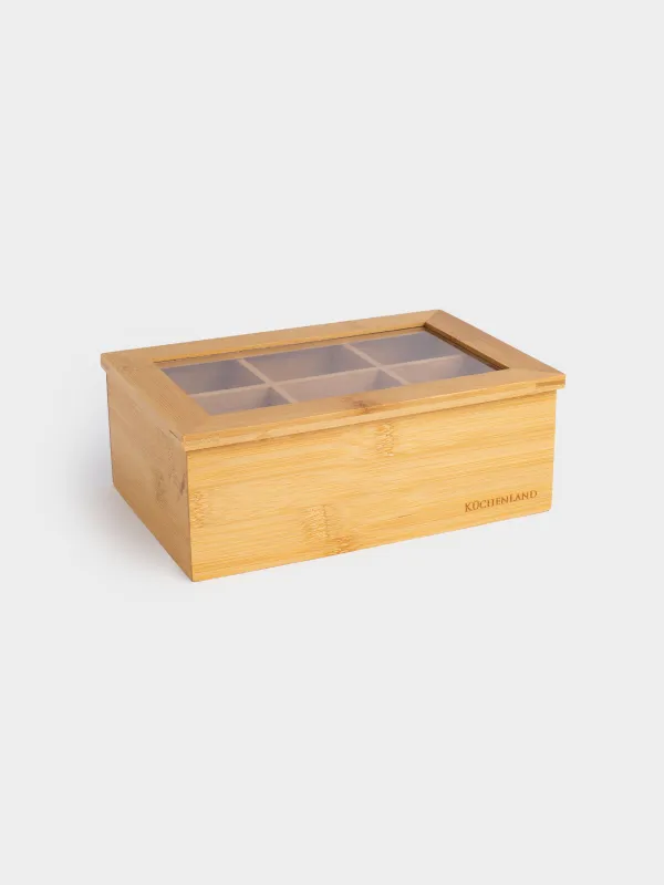 Tea box, 24x16 cm, 6 otd, bamboo, rectangular, Bamboo, image-3