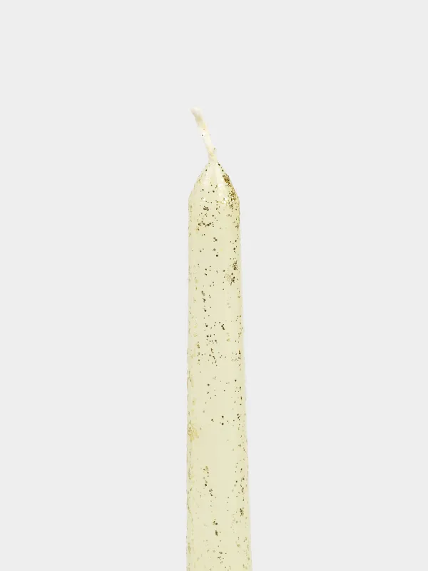 Candle, 25 cm, thin, with glitter, milky, Sparkly candle, image-2