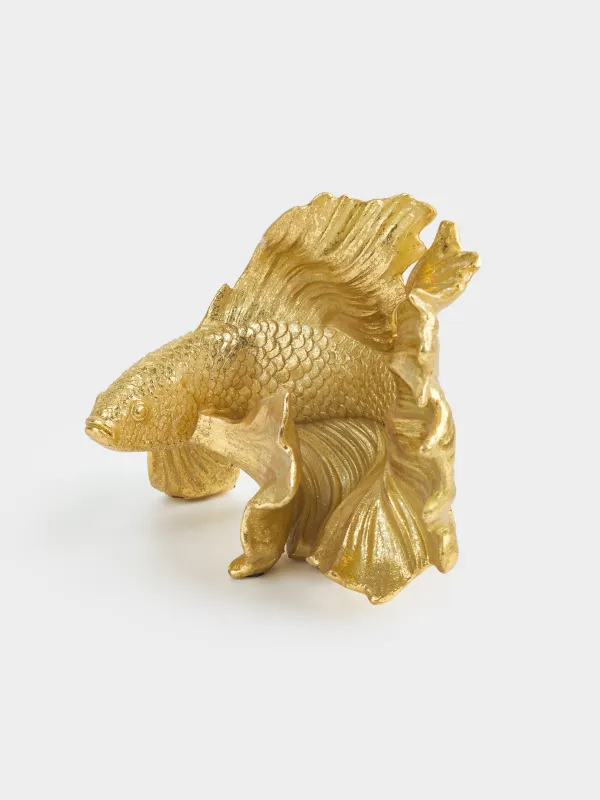 Statuette, 21 cm, polyresin, golden, Fish, Goldfish, image-0